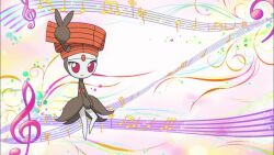 Rule 34 | 1girl, animated, arms up, creatures (company), dancing, fortissimo, full body, game freak, gen 5 pokemon, hair ornament, ichiishi sayuri, jumping, legendary pokemon, looking at viewer, meloetta, meloetta (pirouette), musical note, musical note hair ornament, mythical pokemon, nintendo, no humans, orange hair, pokemon, pokemon (anime), pokemon (creature), pokemon bw (anime), red eyes, smile, tagme, video