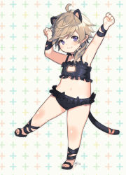 Rule 34 | 10s, 1girl, :3, animal ears, cat cutout, cat ears, cat lingerie, cat tail, cleavage cutout, clothing cutout, final fantasy, final fantasy xiv, flat chest, lalafell, looking at viewer, meme attire, nagu, navel, sandals, solo, stomach, tail, underwear
