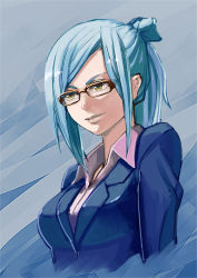 Rule 34 | 1girl, aqua hair, aro (charged time out), bad id, bad pixiv id, face, glasses, original, ponytail, solo, yellow eyes