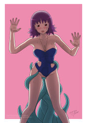 Rule 34 | breasts, bulge, cleavage, creatures (company), crying, crying with eyes open, game freak, highres, large breasts, nintendo, one-piece swimsuit, philena ivy, pokemon, pokemon (anime), pokemon (classic anime), self-upload, solo, swimsuit, tagme, tears, tentacle sex, tentacles, tentacles under clothes, the tentacle professor