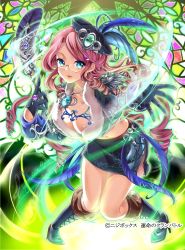 Rule 34 | 1girl, blue eyes, breasts, cleavage, glasses, large breasts, long hair, official art, pink hair, solo, teltelhousi, unmei no clan battle