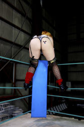Rule 34 | 1girl, arena, ass, blonde hair, boxing ring, breasts, chouzuki maryou, cleavage, cosplay, eyepatch, fingerless gloves, gloves, highres, huge ass, mistress spencer, mistress spencer (cosplay), photo (medium), rumble roses, rumble roses xx, solo