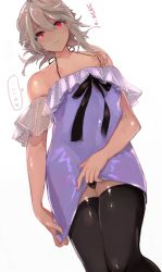 Rule 34 | 1boy, alternate costume, bad id, bad pixiv id, black bow, black panties, blonde hair, bow, bulge, clothes lift, corrin (fire emblem), corrin (male) (fire emblem), crossdressing, dress, dress lift, eyelashes, fire emblem, fire emblem fates, from below, halterneck, highres, legs together, lifted by self, nintendo, nipples, panties, pointy ears, red eyes, solo, thighhighs, translation request, trap, underwear, w (1999 kyu)