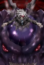 Rule 34 | 2boys, demon, duel monster, evil, fusion, highres, horns, looking at viewer, male focus, multiple boys, turizao, white hair, yami bakura, yu-gi-oh!, zorc necrophades
