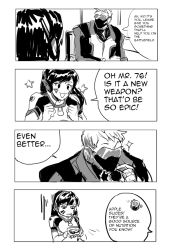 Rule 34 | 1boy, 1girl, 4koma, ^ ^, apple, apple slice, bodysuit, closed eyes, comic, d.va (overwatch), english text, closed eyes, facial mark, fatherly, food, fruit, greyscale, jacket, jitome, kendy (revolocities), mask, monochrome, mouth mask, overwatch, overwatch 1, soldier: 76 (overwatch), sparkle, star (symbol), whisker markings