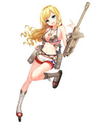 Rule 34 | &gt;:d, 1girl, :d, armor, assault gun, bikini armor, bison cangshu, blonde hair, breasts, cannon, caterpillar tracks, cleavage, earrings, full body, green eyes, highres, hoop earrings, inline skates, jewelry, long hair, looking at viewer, m56 scorpion (panzer waltz), mecha musume, medium breasts, navel, official art, open mouth, panzer waltz, roller skates, short shorts, shorts, simple background, skates, smile, solo, strap gap, tachi-e, v-shaped eyebrows, white background