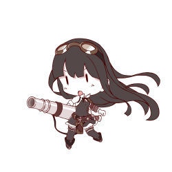 Rule 34 | 10s, 1girl, :o, belt, black dress, black eyes, black hair, black ribbon, black thighhighs, boots, brown belt, brown footwear, cannon, cropped jacket, dress, floating hair, frilled thighhighs, frills, full body, gloves, goggles, goggles on head, granblue fantasy, hair between eyes, highres, holding, holding weapon, holster, huge weapon, jacket, jessica (granblue fantasy), long hair, long sleeves, looking away, neck ribbon, open mouth, reinaru, ribbon, simple background, solo, thighhighs, weapon, white background, white gloves, white jacket, zettai ryouiki, | |