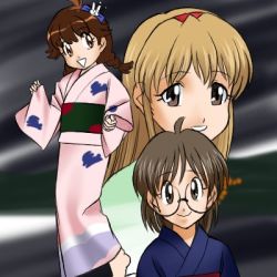 Rule 34 | 3girls, kimono, lowres, multiple girls, onodera hitomi, shichinin no nana, suzuki nana