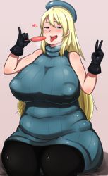Rule 34 | 10s, 1girl, atago (kancolle), blonde hair, blue eyes, breasts, food, gloves, huge breasts, ice cream, kantai collection, oozon (ozon), plump