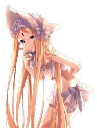 Rule 34 | 1girl, abigail williams (fate), abigail williams (swimsuit foreigner) (fate), abigail williams (swimsuit foreigner) (third ascension) (fate), absurdres, arm behind back, backlighting, bare shoulders, bikini, blonde hair, blue eyes, bonnet, bow, braid, braided hair rings, breasts, closed mouth, fate/grand order, fate (series), forehead, hair bow, hair rings, highres, keyhole, leaning forward, long hair, looking at viewer, miniskirt, navel, parted bangs, persimmon2, sidelocks, skirt, small breasts, smile, solo, swimsuit, thighs, twin braids, twintails, very long hair, white bikini, white bow, white headwear