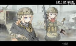 Rule 34 | 2girls, absurdres, acog, armored personnel carrier, armored vehicle, artist name, assault rifle, blonde hair, blue eyes, braid, braided ponytail, browning m2, bullpup, camouflage, chinese commentary, commentary request, english text, eotech, f2000 (girls&#039; frontline), fn f2000, fn fnc, fn herstal, fnc (girls&#039; frontline), girls&#039; frontline, gloves, gun, hair between eyes, hair ribbon, hazard stripes, headset, heavy machine gun, helmet, highres, holding, holding weapon, holster, load bearing vest, logo, long braid, long hair, m113, machine gun, military, military operator, military uniform, modular weapon system, multiple girls, open mouth, plate, bulletproof vest, pleated skirt, ponytail, rain, red scarf, ribbon, rifle, scarf, signature, skirt, sleeves rolled up, thigh holster, toramaru-913, trigger discipline, uniform, vertical forward grip, vest, weapon