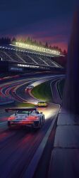 Rule 34 | absurdres, andrew mytro, car, commentary, english commentary, from behind, gt world challenge europe, highres, light trail, mercedes-benz, mercedes-benz amg gt, motor vehicle, no humans, official art, promotional art, race vehicle, racecar, racetrack, sparks, spoiler (automobile), vehicle focus
