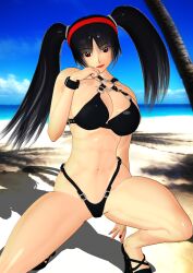 Rule 34 | 1girl, 3d, bikini, black hair, breasts, cleavage, fighting vipers, highres, honey (fighting vipers), large breasts, sega, swimsuit, twintails