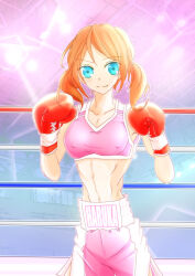 Rule 34 | 1girl, boxing gloves, boxing ring, covered erect nipples, navel, tagme