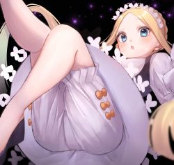 Rule 34 | 1girl, abigail williams (fate), abigail williams (festival outfit) (fate), apron, bad id, bad twitter id, blonde hair, bloomers, blouse, blue eyes, blurry, blush, bow, braid, butterfly hair ornament, depth of field, fate/grand order, fate (series), hair ornament, highres, long hair, long sleeves, looking at viewer, maid, maid apron, maid headdress, mary janes, official alternate costume, orange bow, parted bangs, shirt, shoes, skirt, sleeves past fingers, sleeves past wrists, solo, underwear, very long hair, white bloomers, white shirt, yayoi maka