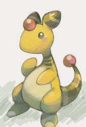 Rule 34 | ampharos, artist name, blush, closed mouth, commentary request, creatures (company), game freak, gen 2 pokemon, grey eyes, looking at viewer, nintendo, no humans, pokemon, pokemon (creature), signature, smile, solo, standing, tansho
