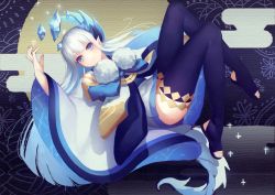 Rule 34 | 1girl, highres, horns, pointy ears, qiongsheng, solo, tail, thighhighs