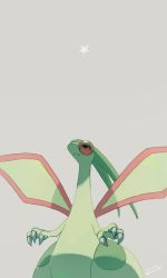 Rule 34 | claws, closed mouth, creatures (company), dated, flygon, frown, game freak, gen 3 pokemon, grey background, highres, looking up, mokuzou (moku ssbu), nintendo, no humans, pokemon, pokemon (creature), solo, star (symbol), twitter username
