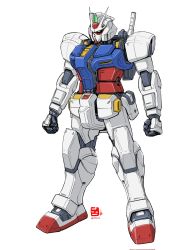 Rule 34 | clenched hands, dated, gundam, highres, looking ahead, mecha, mobile suit, mobile suit gundam, no humans, pravin rao santheran, redesign, robot, rx-78-2, solo, v-fin, white background, yellow eyes