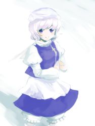 Rule 34 | 1girl, female focus, hat, hko, letty whiterock, pale color, smile, solo, touhou, white background, winter
