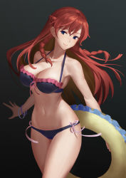 Rule 34 | 10s, 1girl, absurdres, artist request, bikini, blue eyes, braid, breasts, cleavage, highres, large breasts, long hair, looking at viewer, navel, re:creators, red hair, selesia upitiria, smile, solo, swimsuit