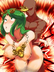 Rule 34 | 1boy, 1girl, absurdres, ahegao, arm grab, atatame masuka, bald, bouncing breasts, breasts, dark-skinned male, dark skin, doggystyle, eyelashes, faceless, faceless male, female orgasm, female pubic hair, forehead jewel, gameplay mechanics, green eyes, green hair, hair ornament, hetero, highres, interracial, jewelry, kid icarus, large breasts, necklace, nintendo, nipples, nude, open mouth, orgasm, palutena, pubic hair, rolling eyes, saliva, sex, sex from behind, super smash bros., tears, thighhighs, vaginal