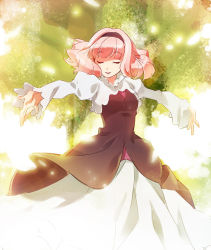 Rule 34 | 10s, 1girl, aldnoah.zero, blunt bangs, bob cut, closed eyes, dress, hairband, isf, lemrina vers envers, open mouth, outstretched arms, pink hair