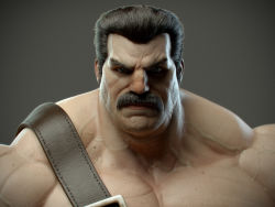 Rule 34 | 1boy, 3d, black hair, blue eyes, capcom, facial hair, final fight, highres, looking at viewer, manly, md5 mismatch, mike haggar, mole, muscular, mustache, portrait, realistic, resized, resolution mismatch, serious, short hair, source smaller, strap, street fighter, su yeong kim, upscaled, veins