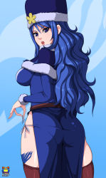 Rule 34 | absurdres, blue hair, dress, fairy tail, highres, juvia lockser, kyoffie, open mouth, tattoo