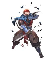 Rule 34 | 1boy, dagger, fire emblem, fire emblem fates, fire emblem heroes, full body, gloves, highres, knife, lack, male focus, manly, mask, nintendo, official art, one eye closed, red eyes, red hair, saizo (fire emblem), sandals, scar, scarf, socks, solo, torn clothes, transparent background, weapon