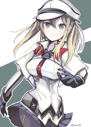Rule 34 | 10s, 1girl, amripo, blonde hair, blue eyes, breasts, capelet, commentary request, cross, gloves, graf zeppelin (kancolle), hair between eyes, hat, kantai collection, large breasts, long hair, looking at viewer, necktie, pantyhose, peaked cap, skirt, solo, twintails, uniform