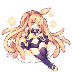Rule 34 | 1girl, :d, ahoge, ao jun, ark order, black bow, black dress, black shorts, black thighhighs, blush, bow, brown eyes, brown hair, commentary request, dress, flower, full body, golden slime (ark order), hair between eyes, hands up, hat, long sleeves, navel, official art, open mouth, paw print, paw print background, photoshop (medium), shoes, short shorts, shorts, simple background, smile, solo, tentacles, thighhighs, transparent background, white background, yellow bow, yellow flower, yellow hat