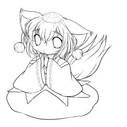 Rule 34 | 1girl, absurdres, animal ears, female focus, greyscale, hat, highres, inubashiri momiji, japanese clothes, lineart, looking at viewer, monochrome, short hair, solo, tail, tokin hat, touhou, transparent background, wolf ears, wolf tail, yume shokunin