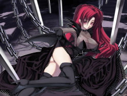 Rule 34 | 1girl, bat wings, boots, breasts, chain, cleavage, clothes lift, coffee cat, covered erect nipples, demon girl, large breasts, long hair, lying, mabinogi, red eyes, red hair, see-through, skirt, skirt lift, solo, succubus (mabinogi), sword, thigh boots, thighhighs, wallpaper, weapon, wings