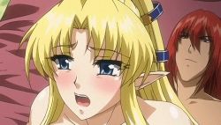 Rule 34 | 1boy, animated, animated gif, blonde hair, blue eyes, blush, bouncing breasts, breasts, censored, covered erect nipples, curvy, elf, elf no futago-hime, censored, long hair, lowres, moaning, nipples, pointy ears, ponytail, puffy nipples, sex, t-rex (animation studio), thick thighs, thighhighs, thighs, vaginal