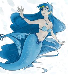 Rule 34 | 00s, 1girl, bad id, bad pixiv id, blue eyes, blue hair, fins, fish tail, hair ornament, houshou hanon, jewelry, long hair, lots of jewelry, mermaid, mermaid melody pichi pichi pitch, monster girl, necklace, solo, star (symbol), star hair ornament, tail, yoshidanoe