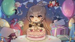 Rule 34 | + +, 6+girls, :3, :d, ahoge, animal ears, balloon, berry, bird, birthday, birthday cake, brown capelet, brown cloak, brown eyes, brown hair, bunting, cake, capelet, ceres fauna, cloak, confetti, feather hair ornament, feathers, food, fork, gift, gloves, hair ornament, hairclip, hakos baelz, halo, happy birthday, highres, holocouncil, hololive, hololive english, irys (hololive), knife, long hair, mechanical halo, mouse ears, mouse girl, multicolored hair, multiple girls, nanashi mumei, open mouth, ouro kronii, owl, planet hair ornament, ponytail, ribbon, shirt, sleepy bunsu, smile, streaked hair, teeth, triangle mouth, tsukumo sana, upper teeth only, very long hair, virtual youtuber, white shirt