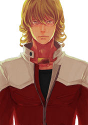 Rule 34 | 10s, 1boy, barnaby brooks jr., blonde hair, glasses, green eyes, jacket, jewelry, male focus, necklace, oioi, realistic, red jacket, solo, tears, tiger &amp; bunny, white background