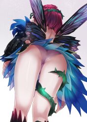 Rule 34 | 1girl, absurdres, akuru (akr369akr), ass, bare back, bare shoulders, breasts, butterfly wings, commission, dress, fairy, fairy wings, fire emblem, fire emblem heroes, flower, from behind, from below, gradient clothes, hair flower, hair ornament, hair vines, highres, insect wings, medium breasts, nintendo, panties, pantyshot, pink panties, plant, purple hair, second-party source, skeb commission, solo, thighs, thorns, triandra (fire emblem), underwear, vines, wings
