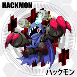 Rule 34 | appmon, cape, claws, digimon, hackmon (appmon), highres, red eyes, solo, tail