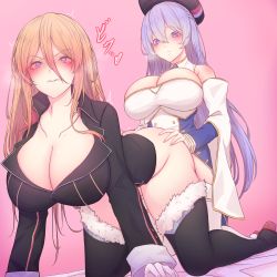 Rule 34 | 2girls, absurdres, all fours, azur lane, bismarck (azur lane), blonde hair, blue eyes, blush, breasts, censored, clothed sex, clothes, cum, cum in pussy, doggystyle, futa with female, futanari, grabbing, grabbing from behind, heart, highres, huge penis, imminent penetration, large breasts, long hair, mosaic censoring, multiple girls, penis, purple hair, rikuguma, rodney (azur lane), sex, sex from behind, smile, vaginal, x-ray