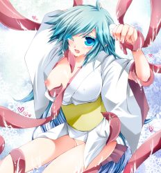 Rule 34 | blush, breasts, dororon enma-kun, highres, japanese clothes, large breasts, nipples, tears, tentacles, wink, yukiko hime