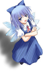 Rule 34 | 1girl, bow, cirno, embodiment of scarlet devil, female focus, simple background, solo, touhou, white background, wings