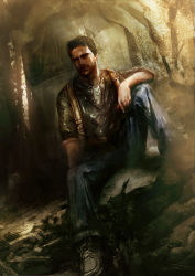 Rule 34 | 1boy, black hair, jewelry, male focus, manly, nathan drake, necklace, solo, uncharted