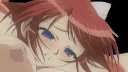 Rule 34 | 1girl, animated, animated gif, bdsm, blue eyes, blush, bondage, bouncing breasts, bound, breasts, clenched teeth, in&#039;youchuu, in&#039;youchuu shoku, large breasts, long hair, nipples, open mouth, red hair, restrained, shiratori mikoto, suspension, teeth, tentacle sex, tentacles, transparent background