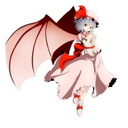 Rule 34 | 1girl, absurdres, bat wings, blue hair, fang, female focus, full body, hat, highres, png (esepen), red eyes, remilia scarlet, ribbon, short hair, solo, touhou, transparent background, wings