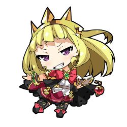 Rule 34 | 10s, 1girl, blonde hair, book, boots, bow, bracelet, cagliostro (granblue fantasy), cape, chibi, crown, gem, granblue fantasy, grin, hair ornament, jewelry, long hair, lowres, nyagakiya, ornament, purple eyes, ribbon, simple background, skirt, smile, smirk, solo, thigh boots, thighhighs, thighs