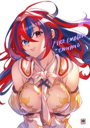 Rule 34 | 1girl, absurdres, adapted costume, alear (female) (fire emblem), alear (fire emblem), bare shoulders, blue eyes, blue hair, blush, braid, breasts, crossed bangs, crown braid, fire emblem, fire emblem engage, heterochromia, highres, lim dall-young, long hair, looking at viewer, medium breasts, multicolored hair, nintendo, red eyes, red hair, see-through, smile, solo, split-color hair, tiara, two-tone hair, very long hair
