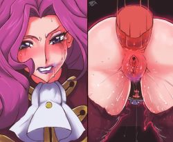 Rule 34 | 1girl, anal, anus, ass, bent over, blue eyes, blush, clenched teeth, clitoris, code geass, colored pubic hair, cornelia li britannia, disembodied penis, embarrassed, from behind, highres, legs, legs apart, lipstick, lipstick smear, long hair, looking at viewer, makeup, messy, multiple views, no panties, penis, pink hair, pubic hair, purple lips, purple lips, pussy, pussy juice, randomboobguy, rape, runny makeup, sex, signature, tears, teeth, thighs, torn clothes, uncensored, uniform, wet