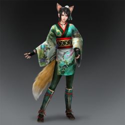 Rule 34 | animal ears, dress, japanese clothes, kimono, print dress, shin sangoku musou, tail, xing cai